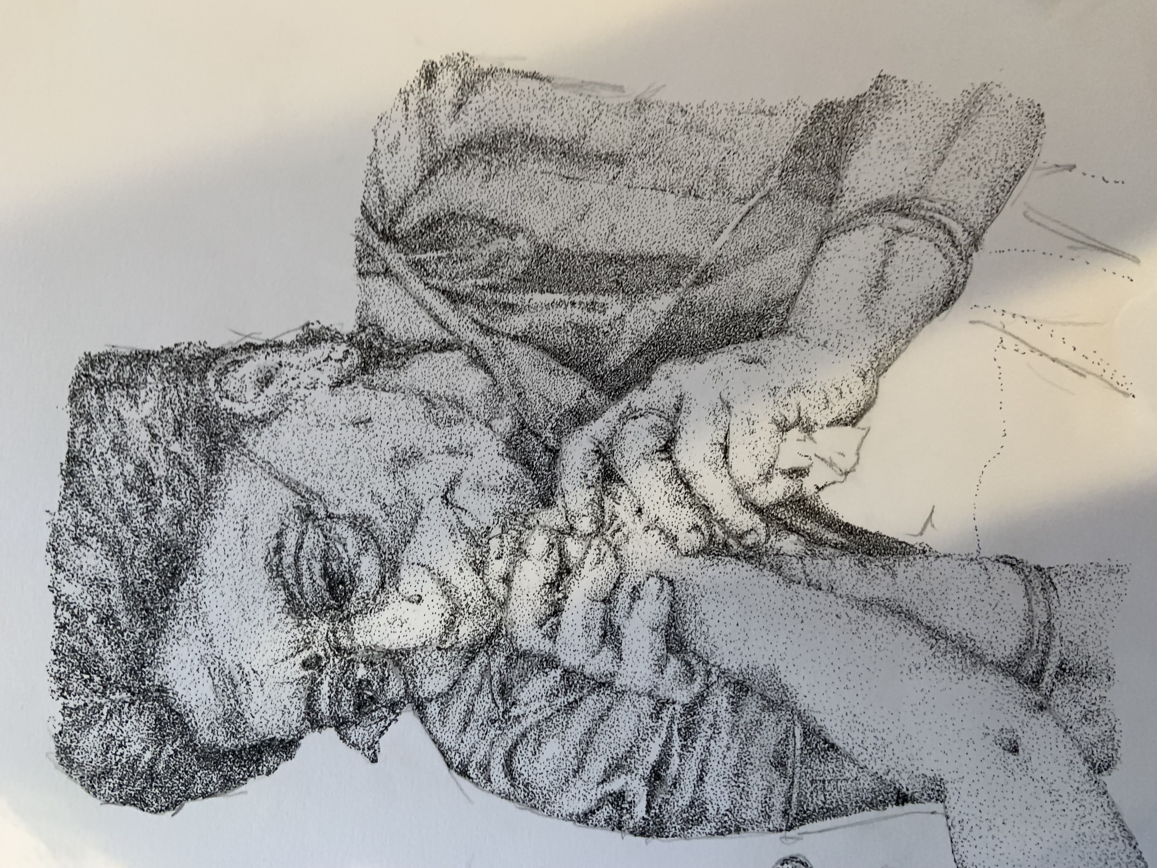 pointilism sketch of my grandmother