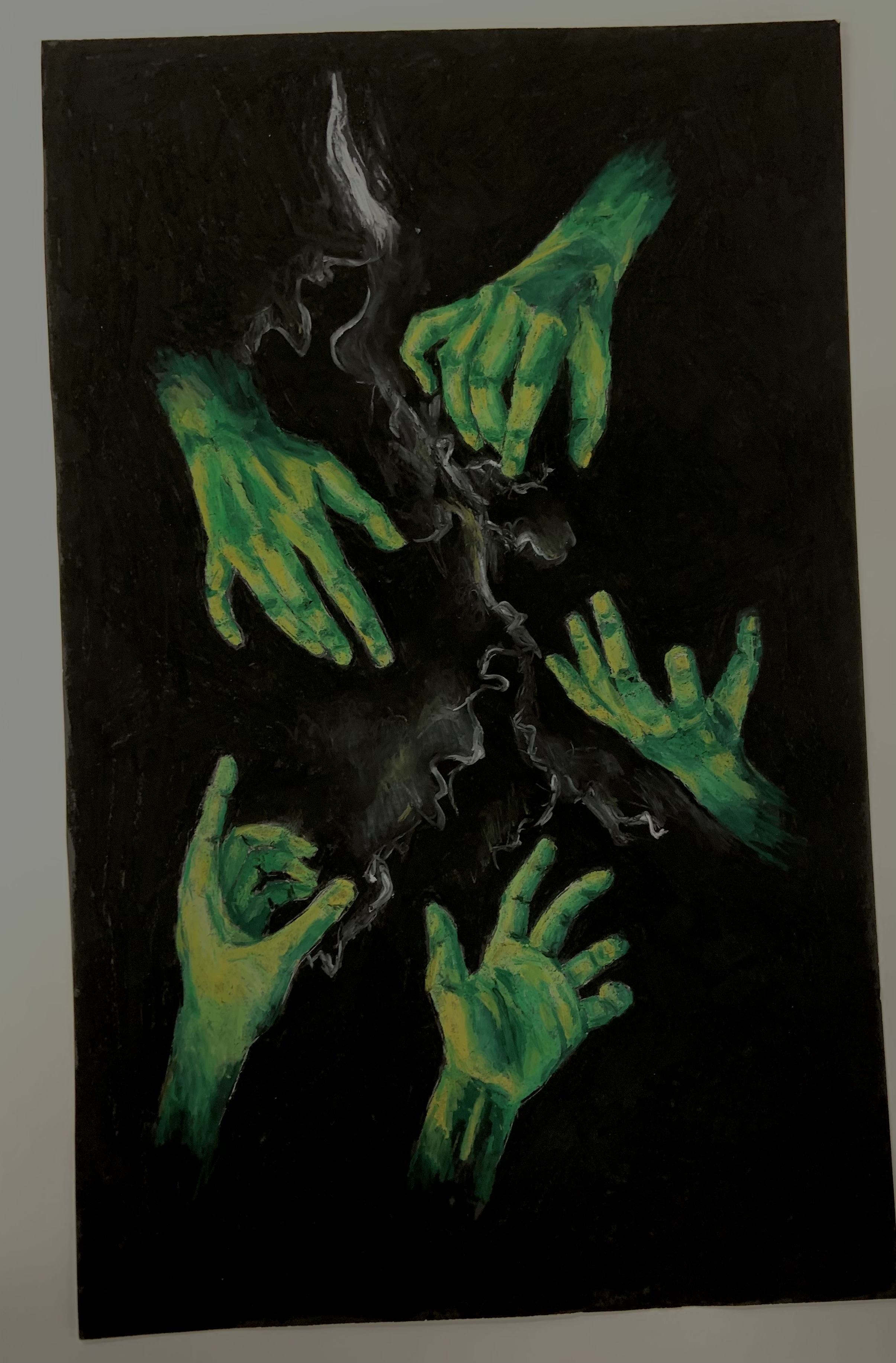 hand studies with oil pastels