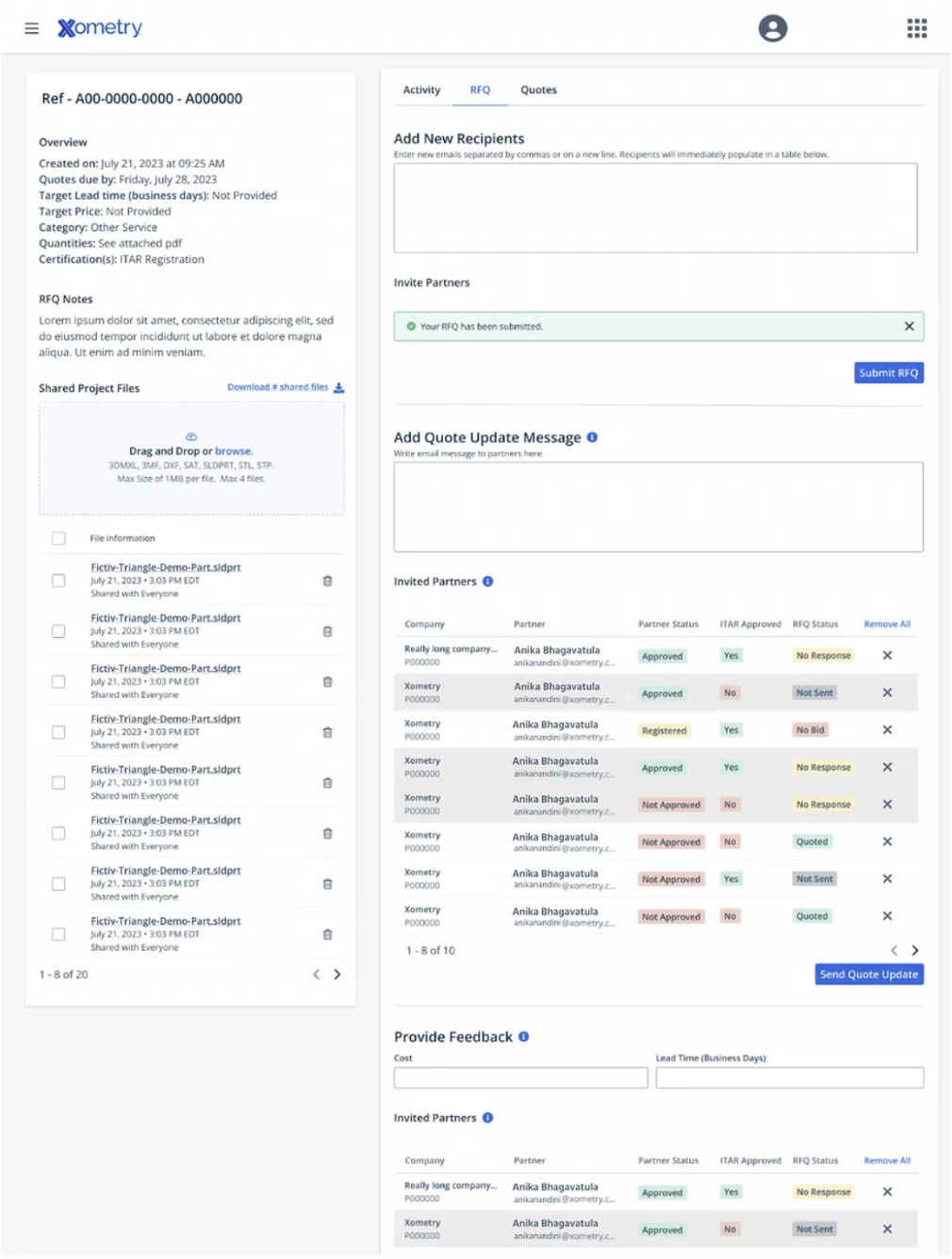 Partner tables with color coding